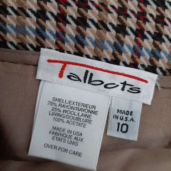 TALBOTS Classic Houndstooth Knee Length Pencil Skirt Sz 10 Flawed - Picture 13 of 13